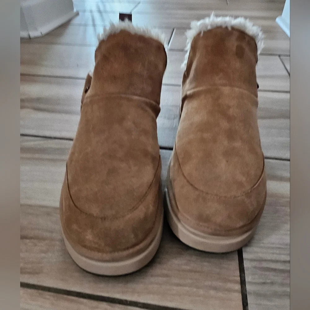 AMIRI Shearling Suede Slip On Boots Tan Fur Lined Luxury Designer Shoes Men's 13